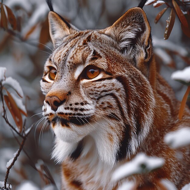 Photo l'élégance insaisissable du lynx des neiges dans la forêt d'hiver