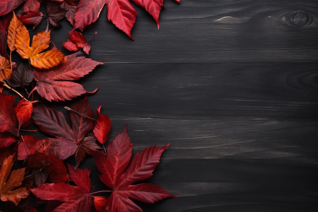 L'élégance rustique captivante Les feuilles d'automne dans un fond sombre Vue supérieure Plat Lay 32 Aspect Rat