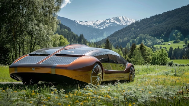 L'élégance d'un véhicule à énergie solaire illustrée par l'IA