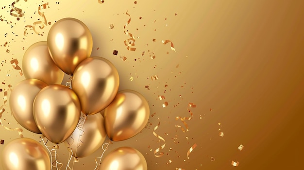 Elegant ballon doré modèle de bannière de fête de la carte d'anniversaire Génératif Ai