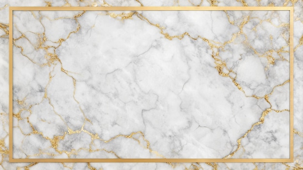 Elegant cadre en or sur fond de marbre blanc