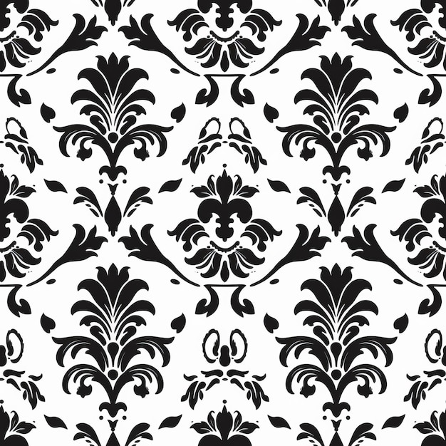Elegant damasc et motif d'impression noir et blanc pour une touche classique