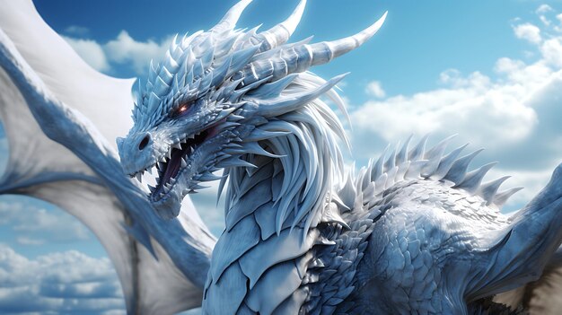 L'élégant dragon bleu dans le ciel