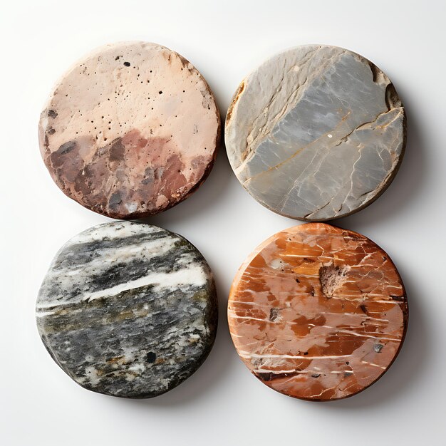 Photo elegant granite coasters matériel en pierre couleurs tachetées polies sur concept créatif conception d'idée