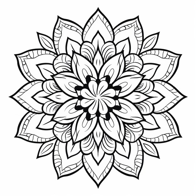 Elegant imprimable Mandala page à colorier Fleurs gratuites à imprimer