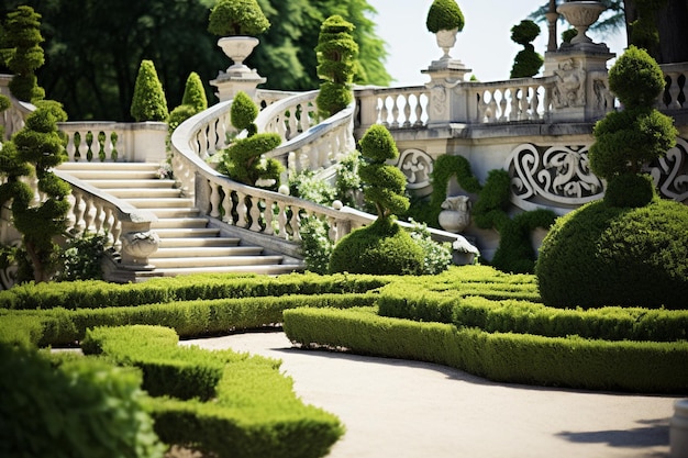 Photo elegant jardin du palais avec des haies sculptées