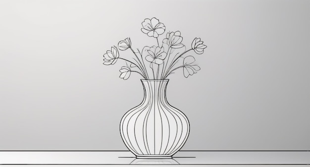 Photo elegant simplicité dessin en ligne continue d'un vase