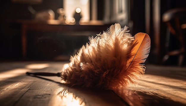 L'élégant stylo plume repose sur la table en bois rustique générée par AI