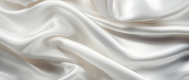 Elegant tissu de satin blanc gracieusement drapé avec des plis doux et une réflexion de la lumière