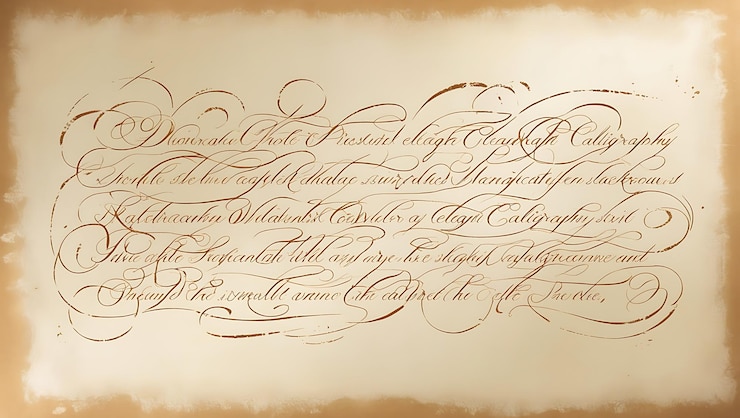 Photo une élégante calligraphie brune sur un parchemin vieilli