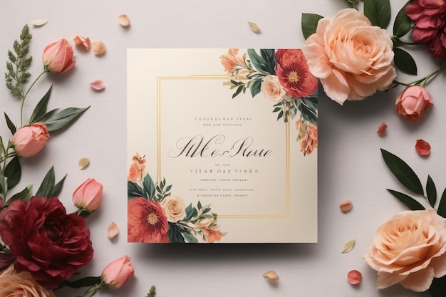 Une élégante carte d'invitation de mariage à l'aquarelle florale