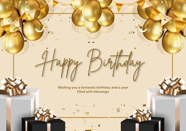 Élégante décoration en ballon d'or pour un joyeux anniversaire Instagram post 1