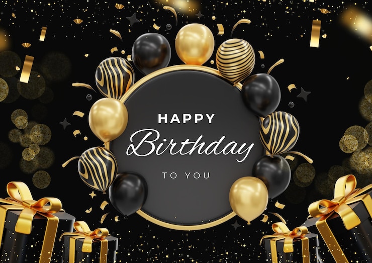 Photo élégante décoration en ballon d'or pour un joyeux anniversaire instagram post 1