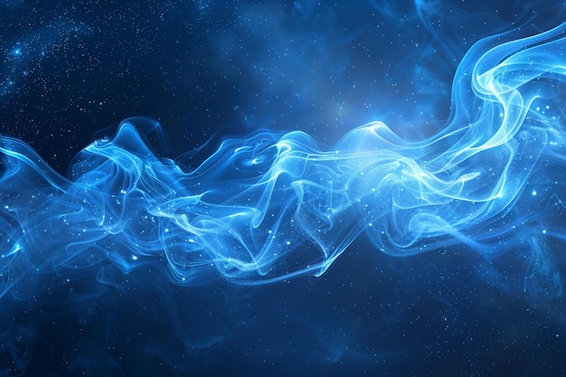 Photo une élégante vague de fumée bleue sur un fond cosmique sombre