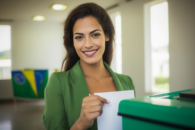 Eleitora brasileira em uma secao Le vote électoral a été effectué.