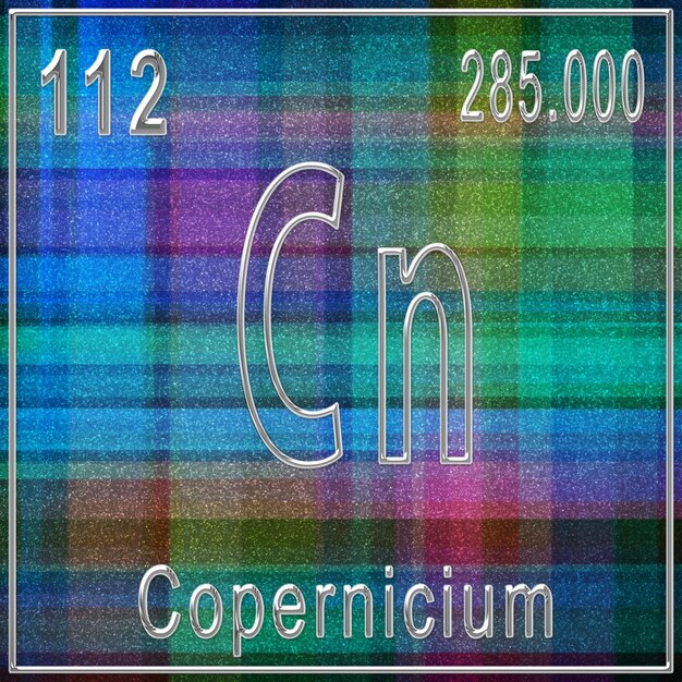 Photo Élément chimique copernicium signe avec numéro atomique et poids atomique