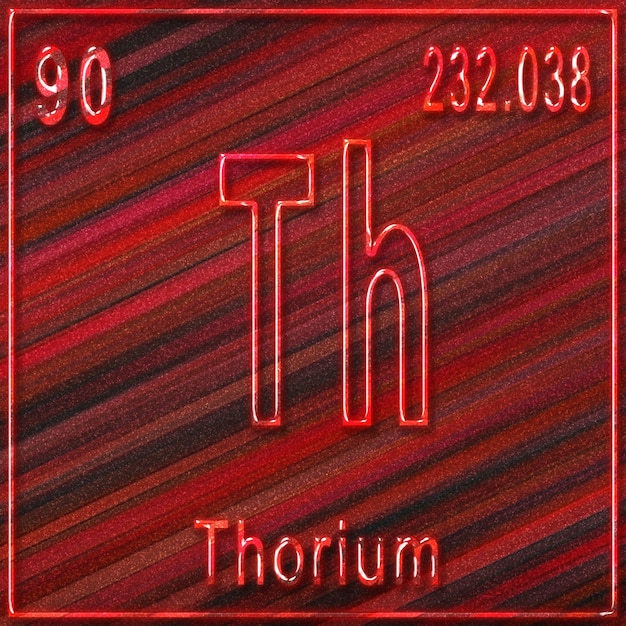 Élément chimique du thorium, signe avec numéro atomique et poids atomique, élément de tableau périodique