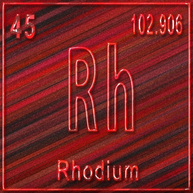 Élément chimique rhodium Signe avec numéro atomique et poids atomique