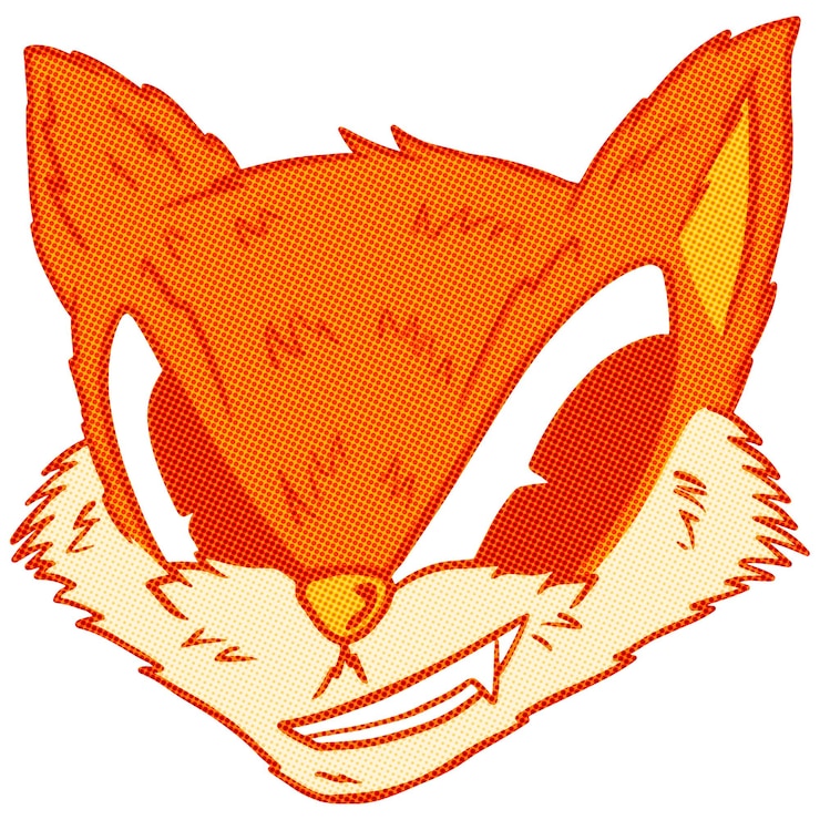 Photo élément de conception d'un autocollant de renard astucieux de dessin animé
