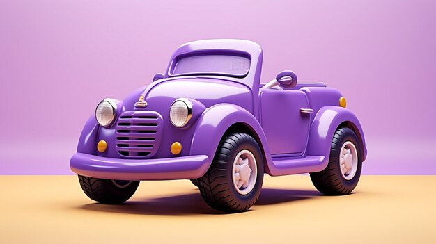 Un élément de conception en couleur violette de voiture de jouet de dessin animé 3D