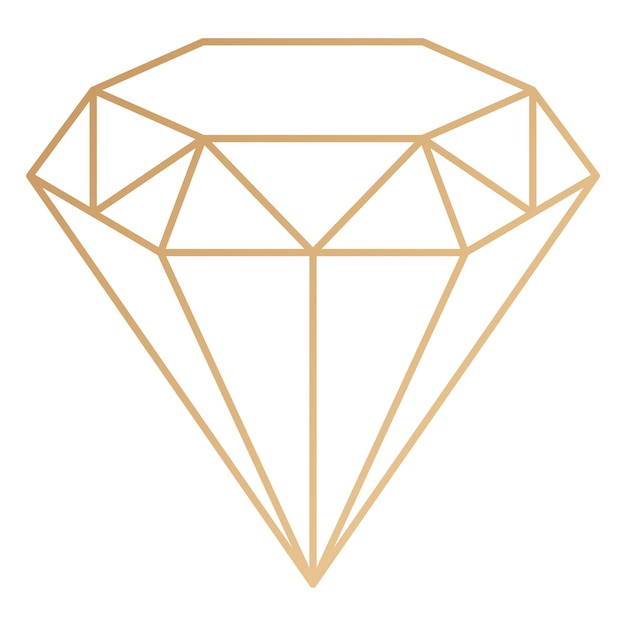 Élément de conception en diamant géométrique en or Png fond transparent