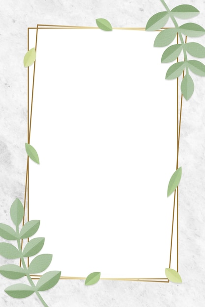 Élément de conception du cadre doré rectangle à feuilles