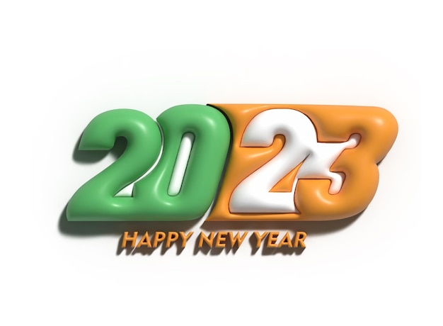 Élément de conception de typographie de texte 3D Happy New Year 2023
