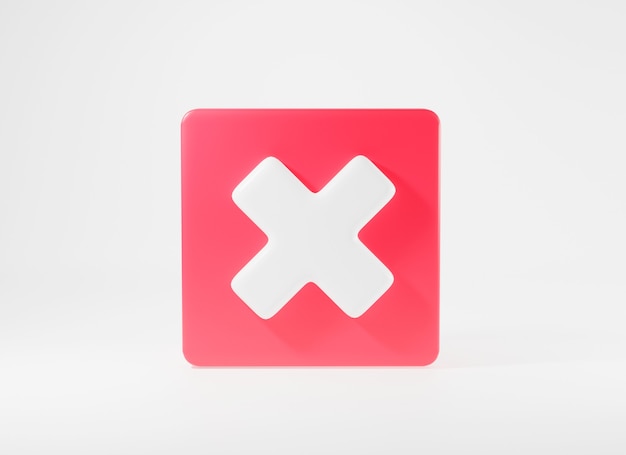 Élément d'icône de symboles de la croix rouge Symbole No ou X bouton de forme illustration de rendu 3D