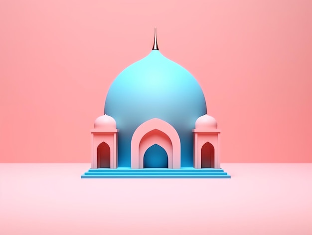 Élément de mosquée islamique 3d sur fond minimaliste