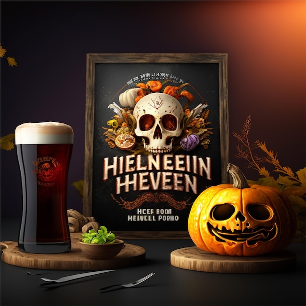 éléments de boisson d'Halloween à l'arrière-plan