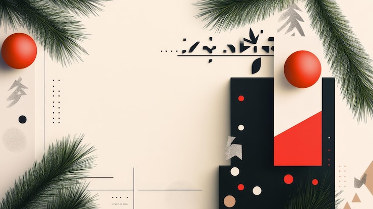 Photo des éléments de conception créatifs de noël, un fond festif, de l'art numérique, une esthétique moderne.