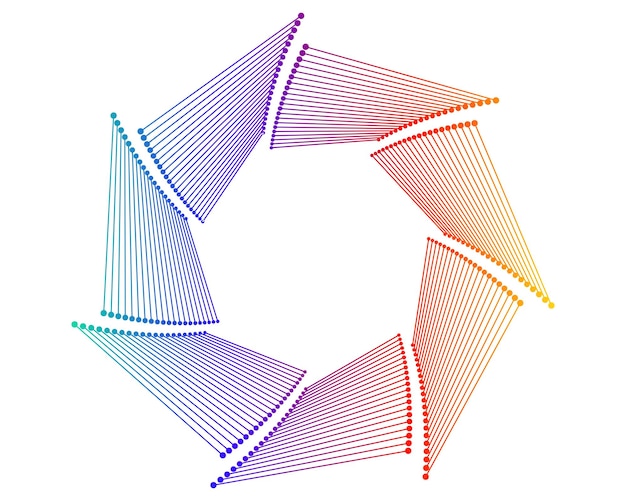 Éléments de conception Vague de nombreuses lignes violettes anneau de cercle Bandes ondulées verticales abstraites sur fond blanc isolé Illustration vectorielle EPS 10 Vagues colorées avec des lignes créées à l'aide de Blend Too