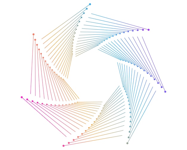 Éléments de conception Vague de nombreuses lignes violettes anneau de cercle Bandes ondulées verticales abstraites sur fond blanc isolé Illustration vectorielle EPS 10 Vagues colorées avec des lignes créées à l'aide de Blend Too