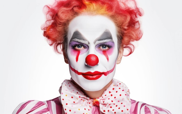 Les éléments essentiels du maquillage de clown sur fond blanc