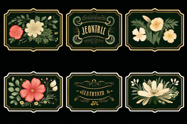Photo Éléments d'étiquette florale folklorique