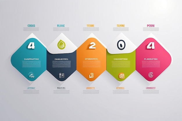 Éléments infographiques avec 4 étapes pour la présentation graphique conceptuel de la planification d'entreprise
