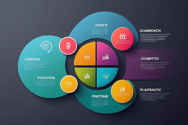 Éléments infographiques avec 4 étapes pour la présentation graphique conceptuel de la planification d'entreprise
