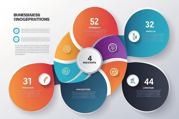 Éléments infographiques avec 4 étapes pour la présentation graphique conceptuel de la planification d'entreprise
