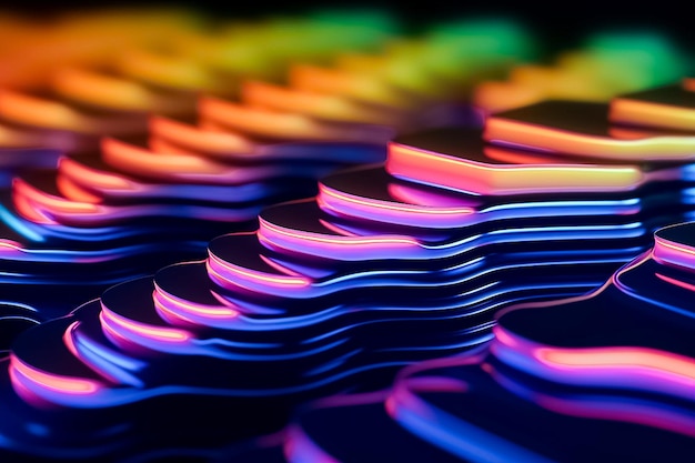 Des éléments de mouvement colorés avec un éclairage au néon abstrait futuriste généré par Ai