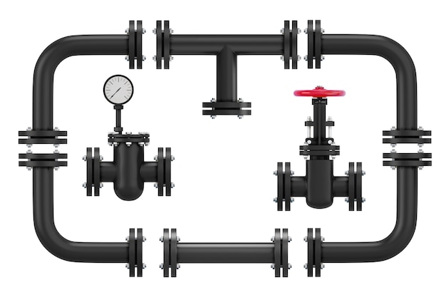 Photo Éléments de pipeline 3d isolés sur blanc. rendu 3d