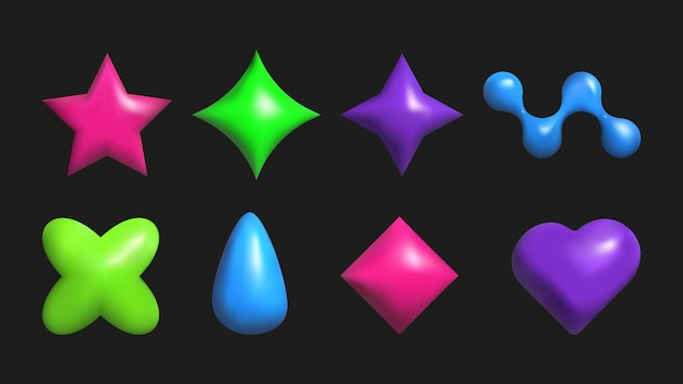 Éléments plastiques 3D constitués de formes abstraites isolées