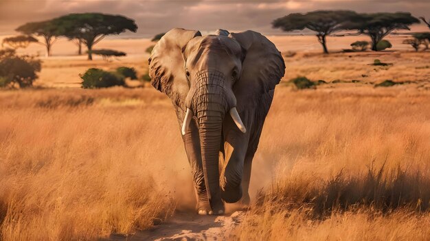 Photo l'éléphant africain dans la savane