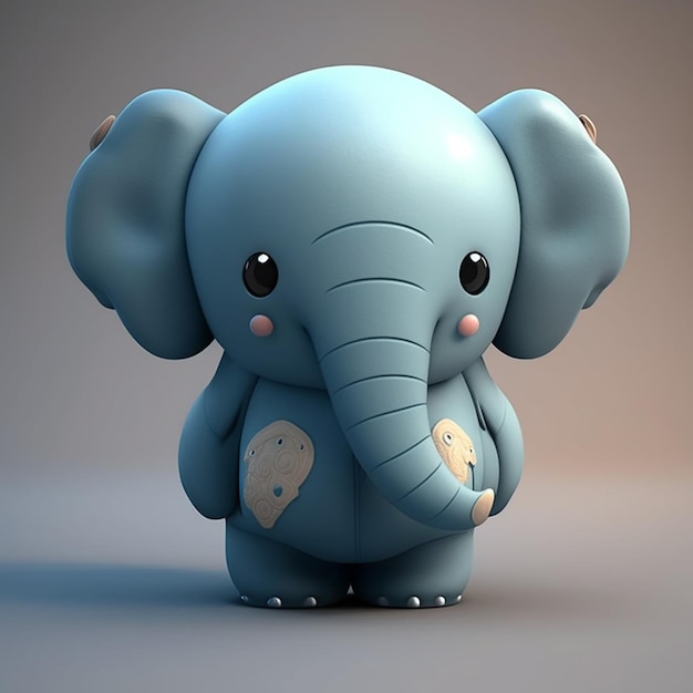 Un éléphant bleu avec un nez rose et un petit nez.