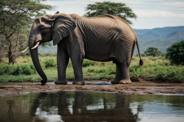 Photo un éléphant boit de l'eau au botswana, en afrique