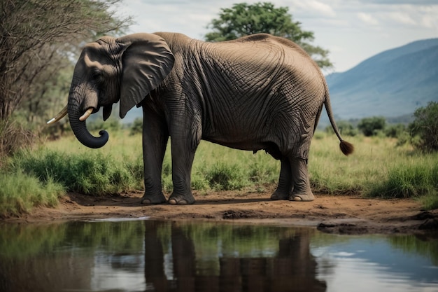 Photo un éléphant boit de l'eau au botswana, en afrique