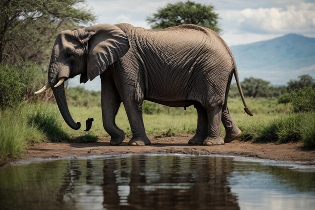 Photo un éléphant boit de l'eau au botswana, en afrique