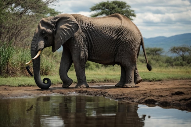 Photo un éléphant boit de l'eau au botswana, en afrique