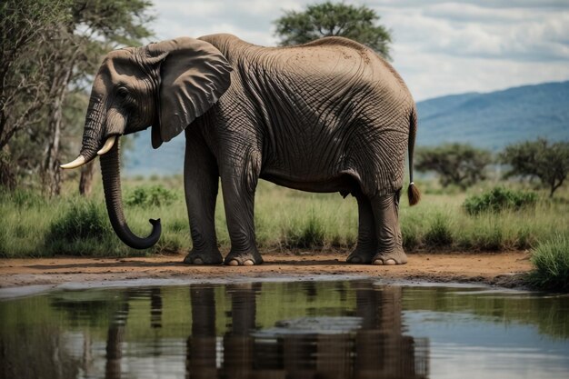 Photo un éléphant boit de l'eau au botswana, en afrique