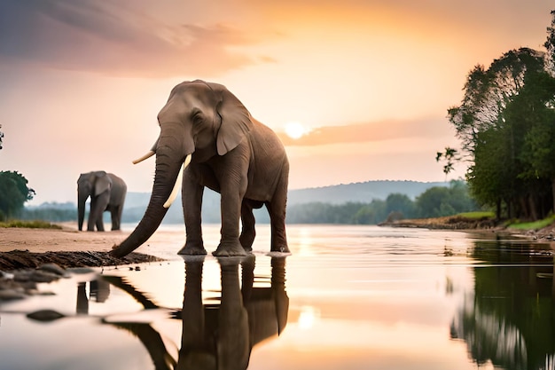 Un éléphant buvant de l'eau dans la nature