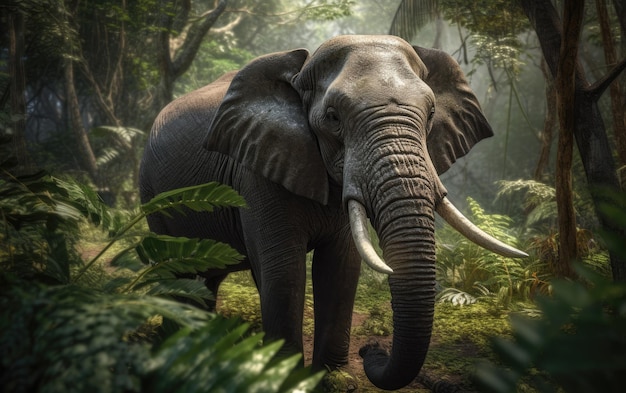 Un éléphant dans le fond de la jungle ai généré